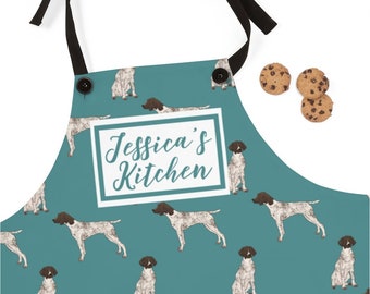 Custom Dog Apron, GSP Aprons, German shorthaired Pointer Personalized Cooking Baking Apron For Women, Men, Kitchen Chef Gifts, Hostess Gift