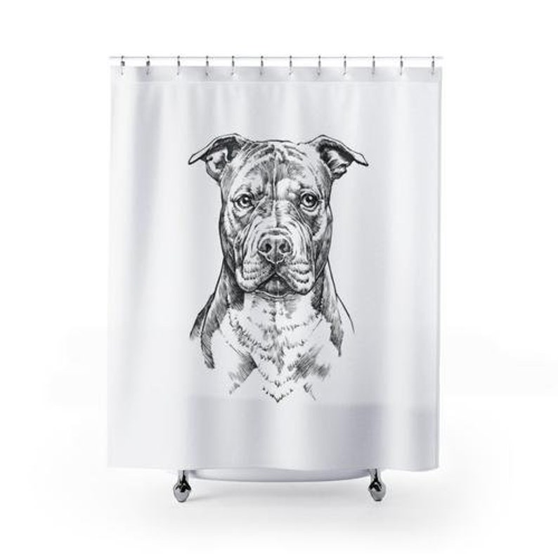 Pit Bull Shower Curtain Pittie Dog Shower Curtains Set Bath Etsy UK