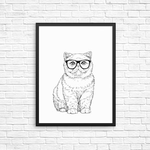 Exotic Shorthair Cat Wall Art, Cat Portrait Print, Farmhouse Sign, Wall Decor, Pet Cat Lovers Nursery Decor, Poster Boy Girl Kids Room Decor