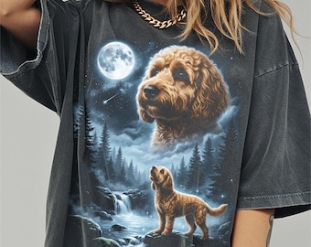 Cockapoo Howling to the Moon Shirt, Funny Doodle Dog Comfort Colors Halloween Tshirt, Gifts