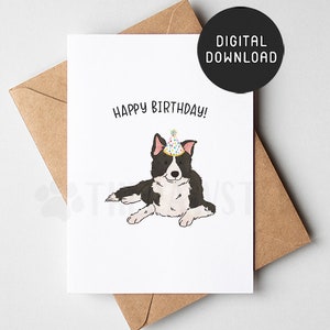 DRUCKBARE Border Collie Geburtstagskarte, alles Gute zum Geburtstagskarte vom Hund, Hund Mama Hund Papa Geburtstagskarten vom Hund, Border Collie Mama Geschenk