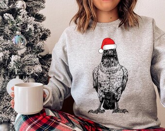 Sweat de Noël corbeau, chemise de Noël père Noël corbeau, pull de Noël animal, cadeaux de Noël pour amoureux des oiseaux corbeau