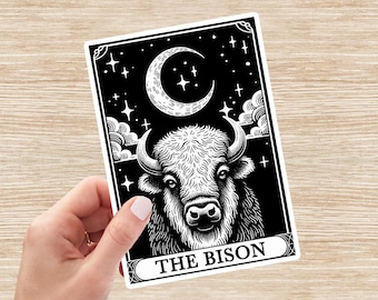 Bison Buffalo Sticker, American Bison Decal, Animal Tarot Card Sticker, Bison Lover Gift Vinyl Sticker, Laptop Sticker, Water Bottle Sticker