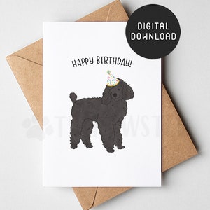 DRUCKBARE Pudel Geburtstagskarte, alles Gute zum Geburtstagskarte vom Hund, Hund Mama Hund Papa Geburtstagskarten vom Hund, schwarzer Pudel Mama Geschenk