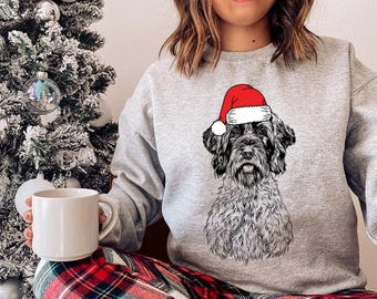 Wirehaired Pointing Griffon Christmas Sweatshirt, Santa Korthals Griffon Christmas Shirt, Dog Mom Christmas Sweater Griff Dog Christmas Gift
