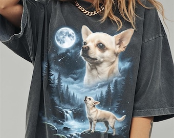 Chihuahua Howling to the Moon Shirt, Funny Dog Comfort Colors Halloween Tshirt, Gifts