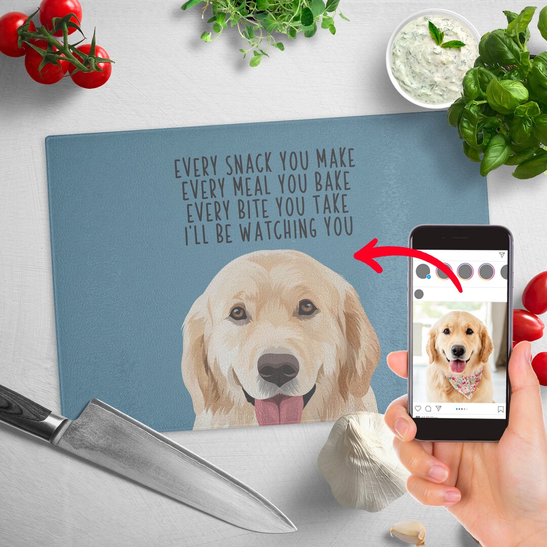 Dog Cutting Board, Custom Pet Portrait Glass Cutting Board Every Snack