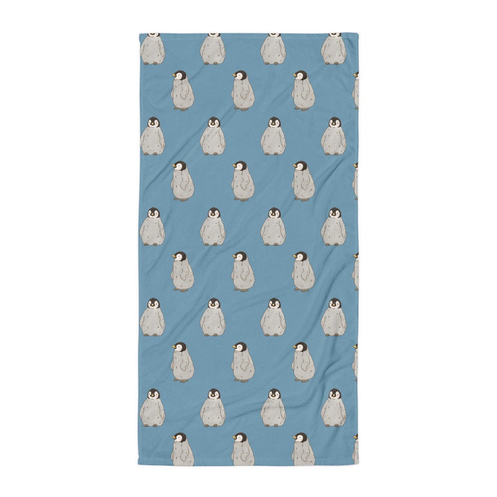 Personalized Winter Penguin Train Beach Towel - Custom 60"x30" Pool & Bath Towel Gift For Kids & Adults