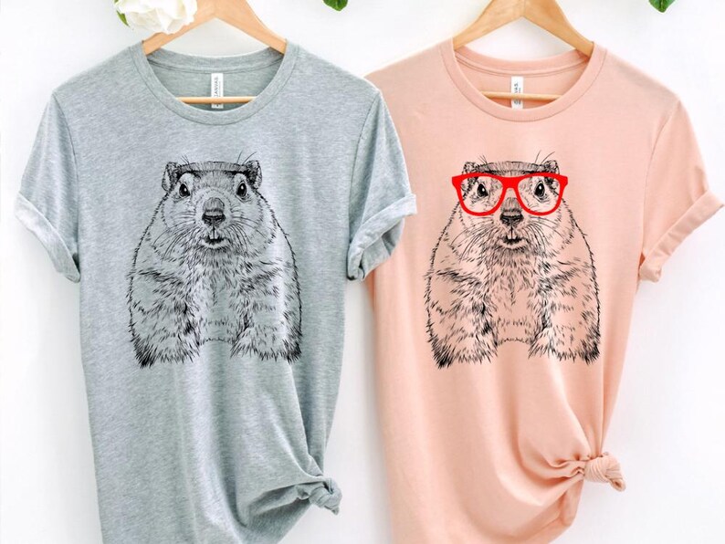 Funny and Cute Nerdy Animal Wearing Glasses shirt for Groundhog lovers! This Groundhog art tshirt, tank top, kids tee, youth or sweatshirt is a perfect gift for Groundhog Day, Woodchuck Lover and Animal Lovers.
