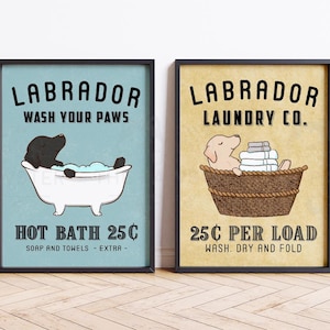 Labrador Retriever Wall Decor, Black Lab Bathroom Art, Funny Yellow Labrador Laundry Print, Dog Housewarming Gift, Dog Bathroom Sign Poster
