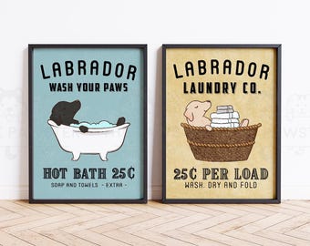 Labrador Retriever Wall Decor, Black Lab Bathroom Art, Funny Yellow Labrador Laundry Print, Dog Housewarming Gift, Dog Bathroom Sign Poster