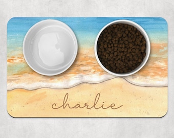 Personalized Pet Placemat, Beach House Dog mat, Custom Pet Food Mat, Dog water bowl mat, Pet Bowl Mats, Cat Feeding Mat, New Puppy Gift