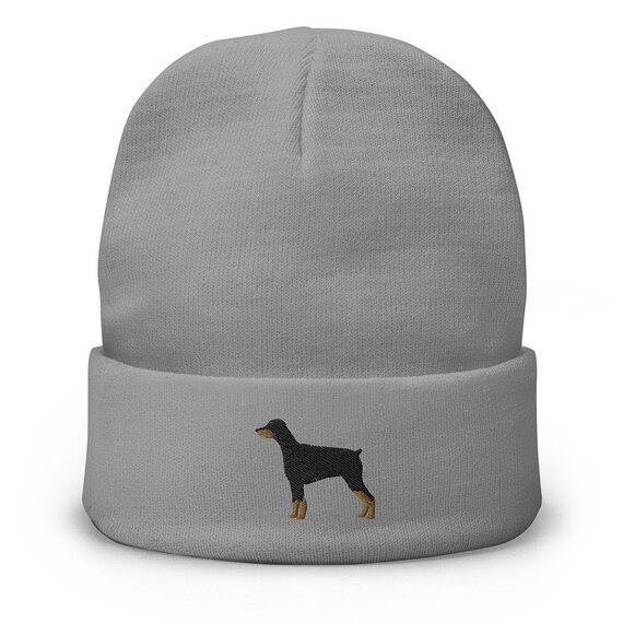 Doberman Pinscher Hat, Dobie Beanie, Dog Cap, Dog Embroidered