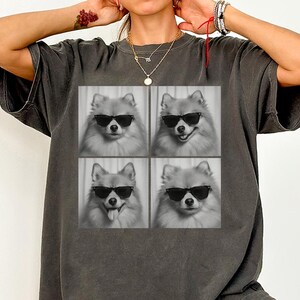 Funny and Cute Comfort Colors shirt for Pomeranian and Photobooth dog lovers! This Pom Dog wearing sunglasses in photo booth art tshirt or sweatshirt is a perfect gift for Pomeranian Mom, Dog Dad and Dog Lover.