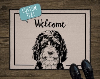 Bernedoodle Door Mat, Doodle Dog Custom Front Doormat, Personalized Welcome Mat, Large Floor Mat, Realtor Gift for Clients, Closing Gift