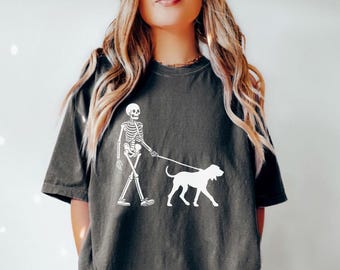 Coonhound Halloween Shirt, Skeleton Walking Dog Comfort Colors Tshirt, Funny Dog Ghost Halloween Sweatshirt, Tee, Coonhound Spooky Dog Gift