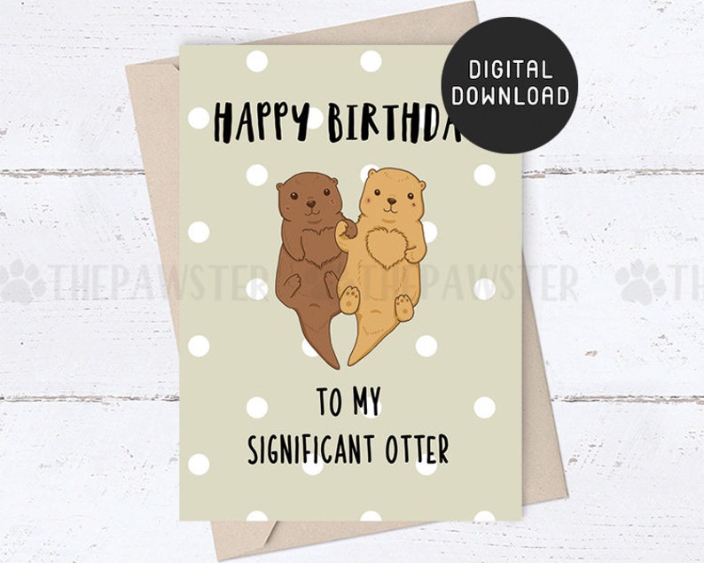 PRINTABLE Birthday Card Otter Funny Happy Birthday Cards to | Etsy