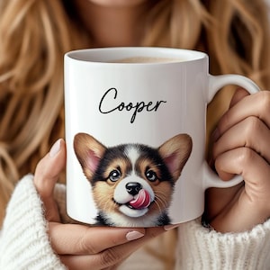 Corgi Mug, Custom Dog Name Coffee Mug, Cute Corgi Gift, Pembroke Welsh Corgi Mom, Corgi Dad, Funny Tri Color Corgi Owner Gifts