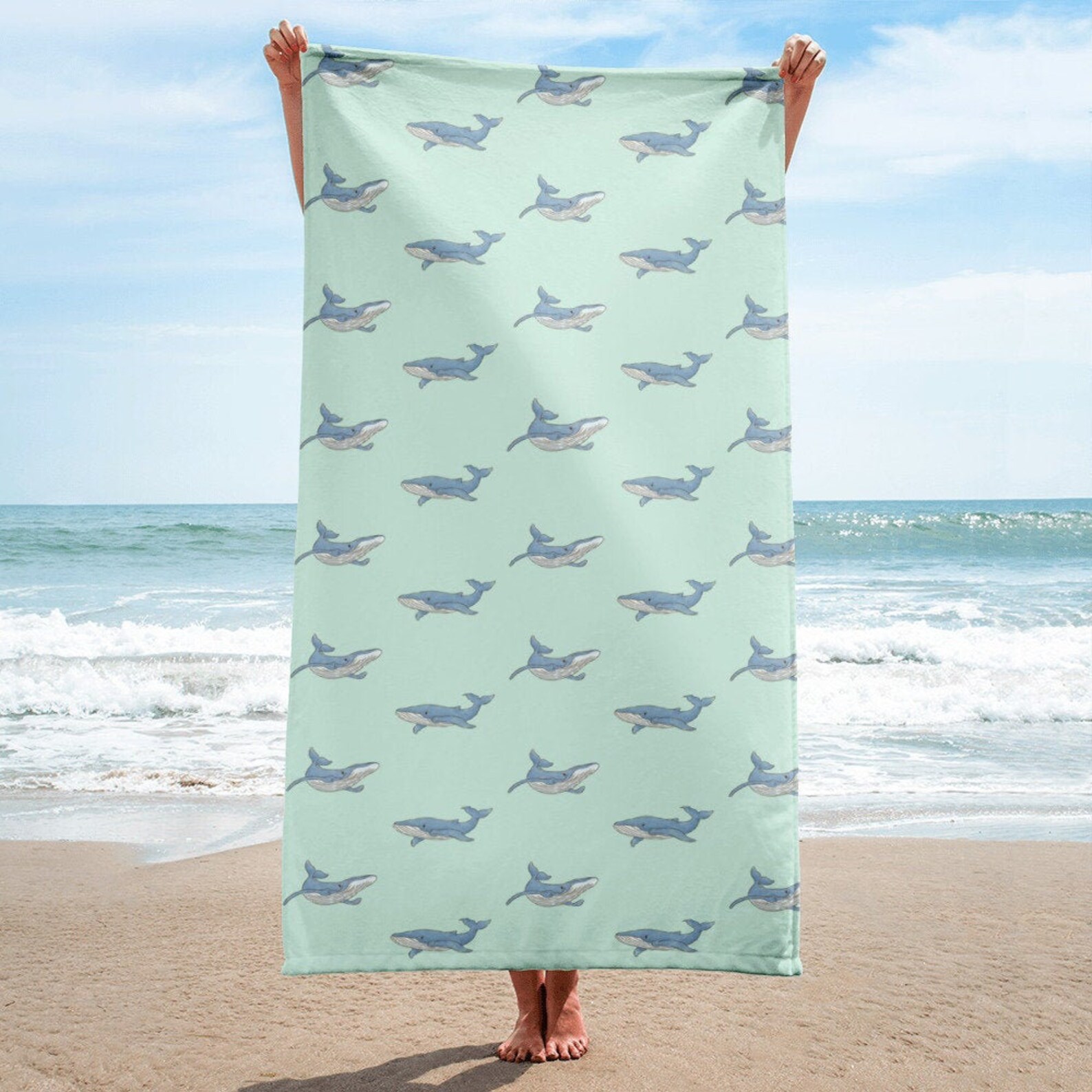 Whale Beach Towel Bath Towel Cute Sea Animal Towel Under - Etsy UK