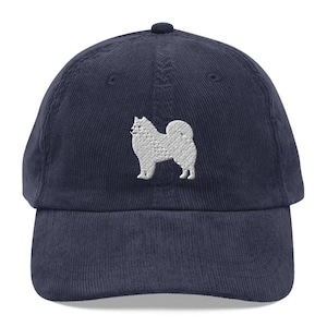 This embroidered Samoyed hat is a perfect gift for dog dad, dog mom, Samoyed lovers, and dog owner. Whether it's a Samoyed beanie, vintage distressed hat, denim hat, corduroy hat or dad hat, it's a cute and funny way to show off your love for your Samoyed dog.