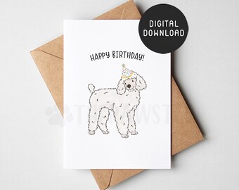 Biglietto di compleanno cane stampa digitale download - Italia Biglietto di compleanno cane stampa digitale download - Italia
