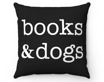 Libros y perros almohada, fundas de almohada de lanzamiento, fundas de almohada cuadradas, estuche de cubierta de cojín amante del perro, regalo de bienvenida divertido