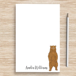 Grizzly Bear Notepad, Personalized Bear Notepad, Woodland Animal Stationery, Veterinarian Graduation Gift Teacher, Grizzly Bear Lovers Gifts