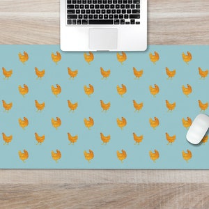 Chicken Large Desk Mat, Farm Animal Mousepad, Cute Mouse Pad with Wrist rest or Keyboard Wrist Rest, Chicken Office Desk Decor Gift
