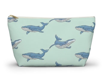 Whale Pouch, Pencil Case, Ocean Animal Custom Teacher Pencil Pouch, Bridesmaid Cosmetic Bag, Whale Zipper Makeup Bag, Accessory Pouch