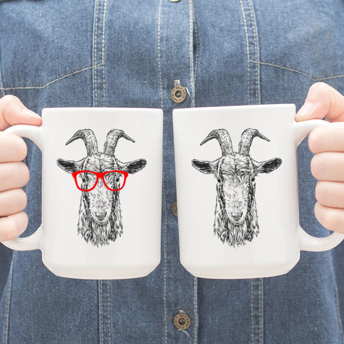 Goat Mug Hipster Nerdy Goat 11 oz Coffee Mugs Black and Etsy