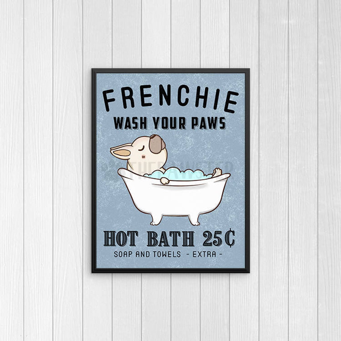 Cream French Bulldog Bathroom Wall Decor Frenchie Funny Etsy