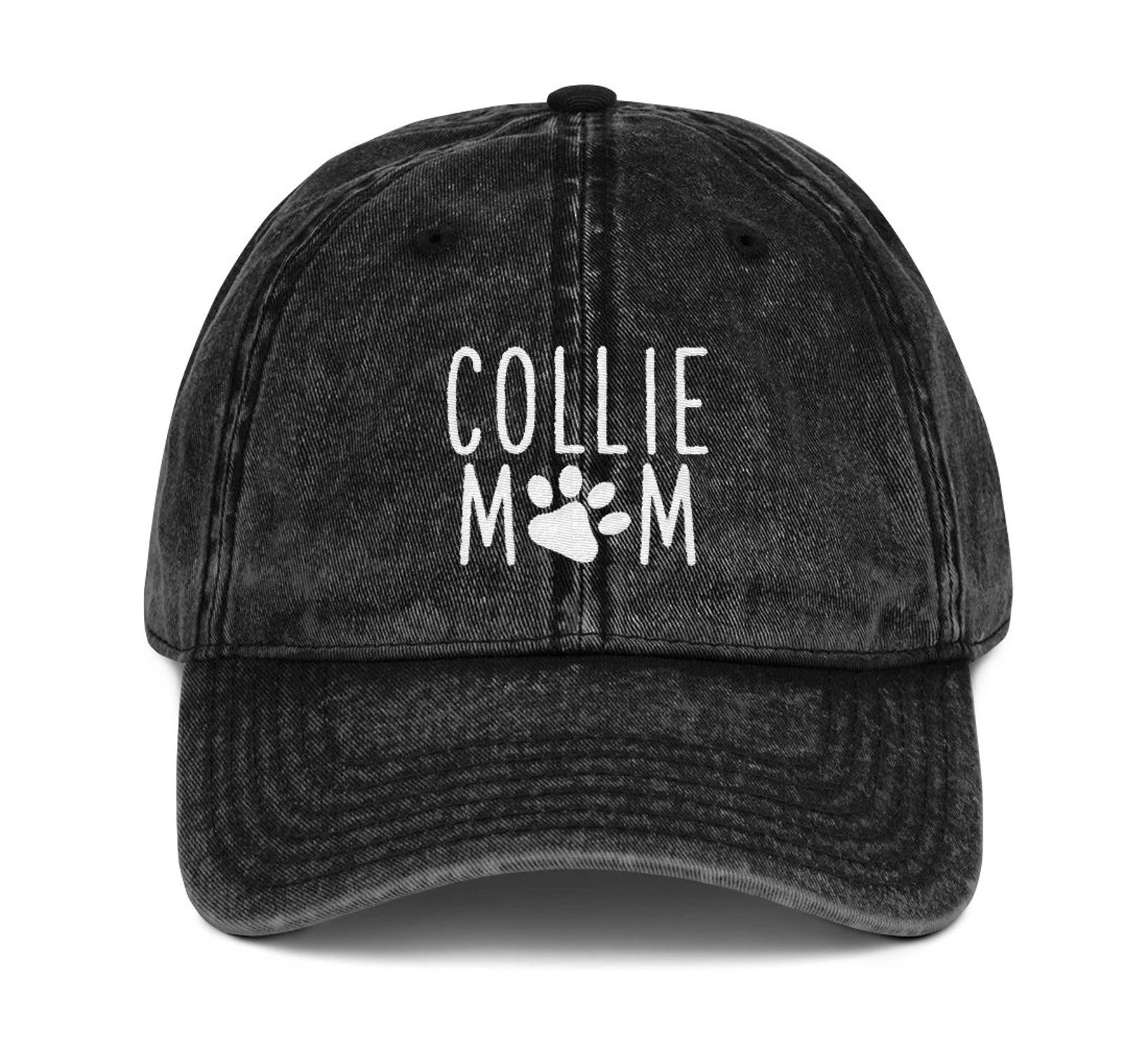 Collie Mom Hat Dog Mom Distressed Embroidered Baseball Hats Etsy