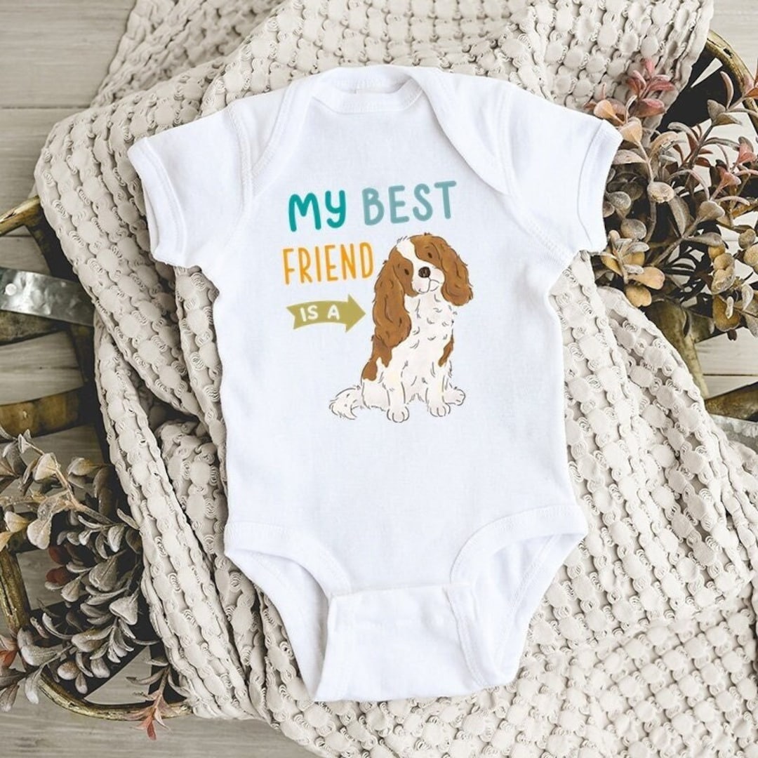 Laxury Dog Dress Blessing Babies【Bliss】 My Best Friend is a Cavalier King Charles Spaniel Baby Bodysuit