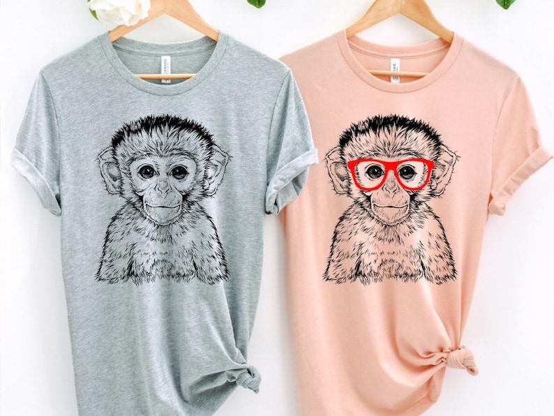 Funny and Cute Nerdy Safari Animal Wearing Glasses shirt for Monkey lovers! This Monkey art tshirt, tank top, kids tee, youth or sweatshirt is a perfect gift for Monkey Lover and Wild Animal Lovers.