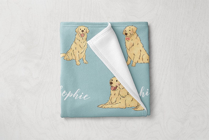 Golden Retriever Blanket Custom Name Dog Blanket Etsy