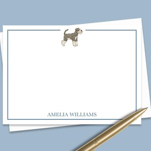 Custom Miniature Schnauzer Note Cards, Personalized Dog Notecard Set, Stationery Set, Cute Schnauzer Thank You Flat Note Card Set Envelope