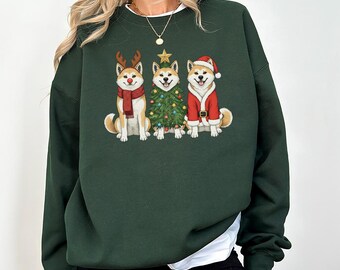Akita Inu Christmas Sweatshirt, Santa Dog mom Shirt, Reindeer Xmas Sweater, Hoodie, American Akita Lover Gift