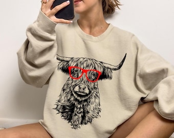 Highland Cow Shirt, Scottish Highland Cow Sweatshirt, Funny Highland Cattle Gift, Cute Cow Lover Gifts, Cow Tshirt, Farm Animal Lover Tee