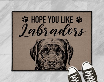 Black Labrador Retriever Doormat, Hope You Like Labradors Dog Door Mat, Dog Welcome Mat Floor Mat Rug, Custom Black Lab Lover Gifts