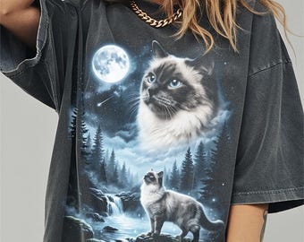 Ragdoll Cat Howling to the Moon Shirt, Funny Cat Comfort Colors Halloween Tshirt, Gifts