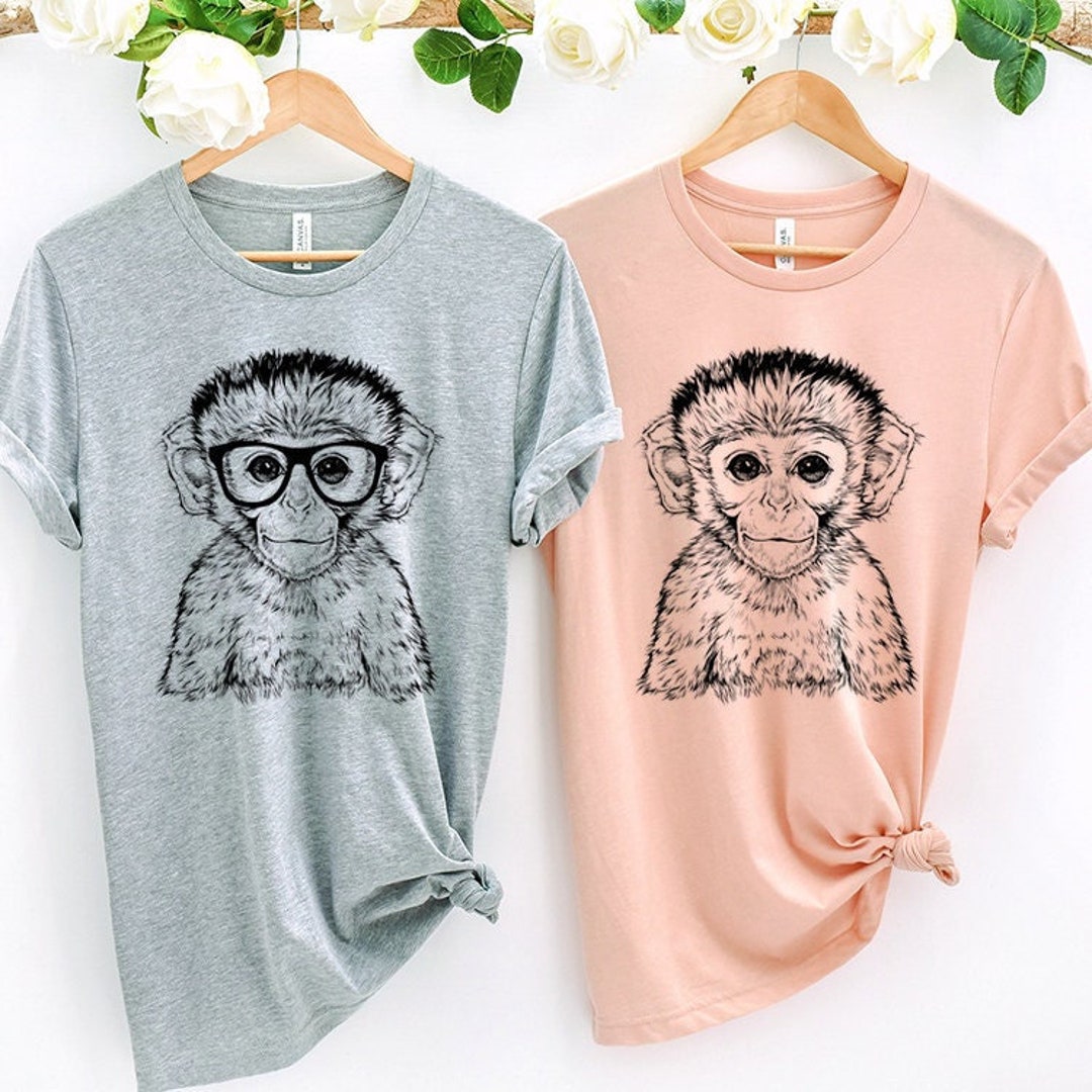 Monkey Shirt, Nerdy Glasses Monkey Tee Tshirt, Hipster Safari Animal