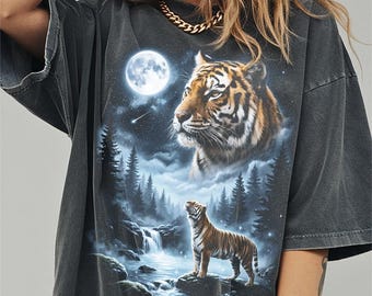 Tiger Howling at Moon Shirt, Funny Safari Animal Comfort Colors Halloween Tshirt, Wildlife Gifts