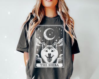 Shiba Inu Shirt, Tarot Card Shirt, Shiba Dog Halloween Moon Shirt, Funny Shiba Inu Lover Gifts, Comfort Colors Shirt, Shiba Mom Gift