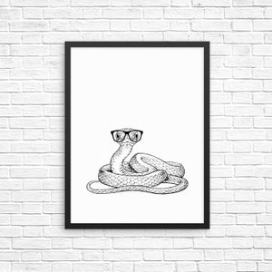 Rough Green Snake Wall Art, Grass Snake Portrait Print, Reptile Animal Lovers Sign, Pet Nursery Wall Decor, Poster, Boy Girl Kids Room Decor