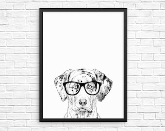 Catahoula Leopard Dog Wall Art, Catahoula Cur Dog Portrait Print, Farmhouse Sign, Wall Decor, Pet Dog Nursery Decor, Poster, Kids Room Decor