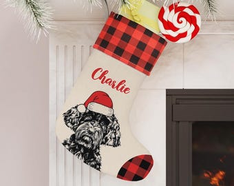 Custom Portuguese Water Dog Stocking, Portie Dog Christmas Stocking, Personalized Holiday Dog Stockings, PWD Christmas Gift, Christmas Decor