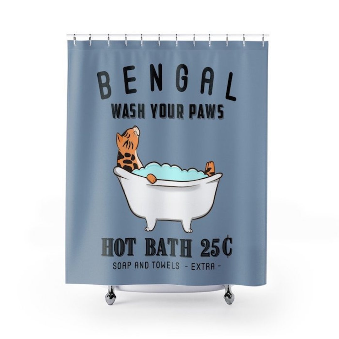 Bengal Cat Shower Curtain Cat Shower Curtains Bath Curtain Etsy