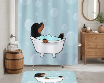 Rottweiler Decor, Rottweiler Shower Curtain, Bath Mat, Funny Dog Bathroom Decor, Dog Housewarming Gift, Rottie Mom Gift