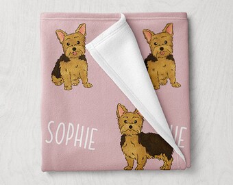 Yorkshire Terrier Blanket, Custom Yorkie Dog Blanket, Personalized Baby Blanket, Custom Pet Blanket, Dog Themed Gifts, Baby Girl Boy Blanket