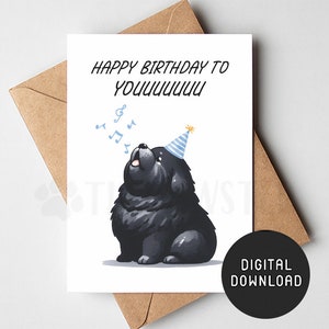 DRUCKBARE Hund Geburtstagskarte, Newfie alles Gute zum Geburtstag Karte von Hund, lustiger Hund Papa Digital Download Grußkarte, Neufundländer Hund Mama Geschenk